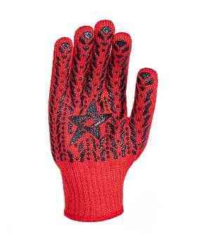 Рукавички 4040 трикотаж 280 текс з малюнком ПВХ Зірка клас 10 червоний/чорний ДКГ Житомир