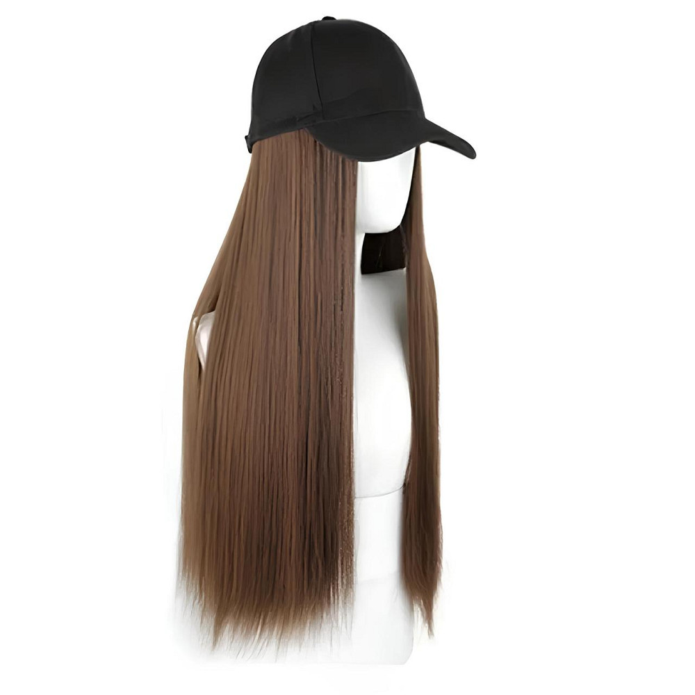 Довга перука коричнева RESTEQ - 80см, пряма, з чорною кепкою, косплей, аніме Київ - фото 4