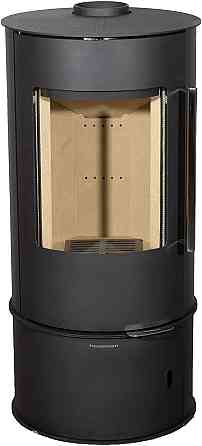 Піч-камін на дровах Hosseven Oscar 9,6 кВт сталева буржуйка з шамотною топкою панорамне скло верхній димохід Київ