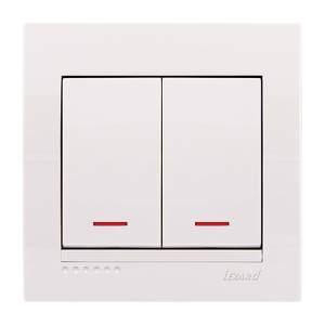 DERIY білий Вимикач внутрішній 2кл з підсвічуванням Лезард Житомир - фото 1