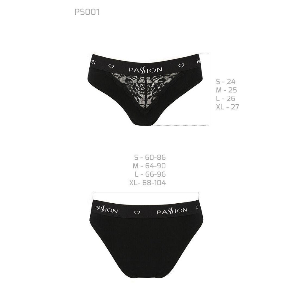 Трусики з широкою гумкою і мереживом Passion PS001 PANTIES M, black Sex Aura Київ - фото 6