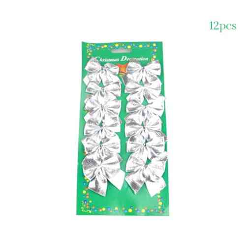 Новогодние бантики 12 штук 6 на 4 см серебристый Киев