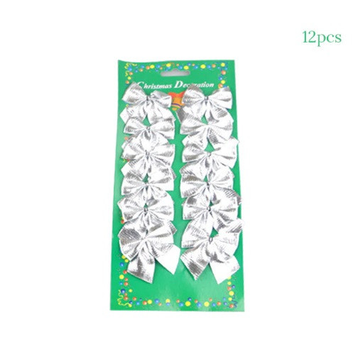 Новогодние бантики 12 штук 6 на 4 см серебристый Киев - изображение 2