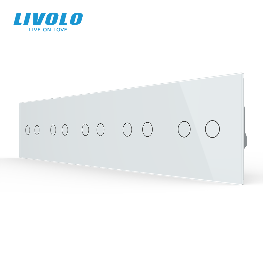 LIVOLO Сенсорний вимикач 10 сенсорів (2-2-2-2-2) Livolo білий скло (VL-C710-11) Коломыя - изображение 1