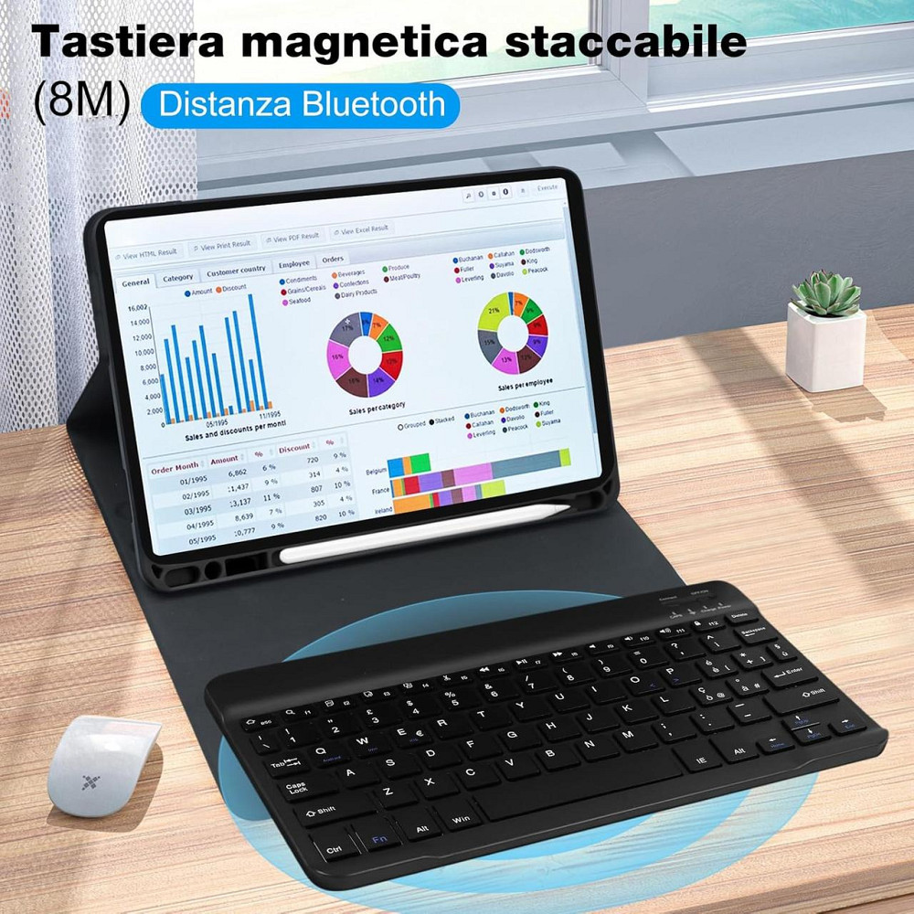 Клавиатурный чехол для iPad Pro 11 (M4) с держателем для Apple Pencil Bluetooth съемный QWERTY черный PU Киев - изображение 6