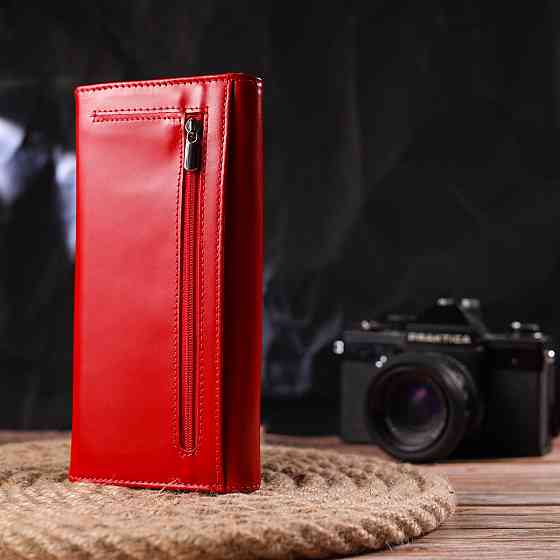 Женский яркий кошелек из натуральной гладкой кожи CANPELLINI 21626 Красный Киев