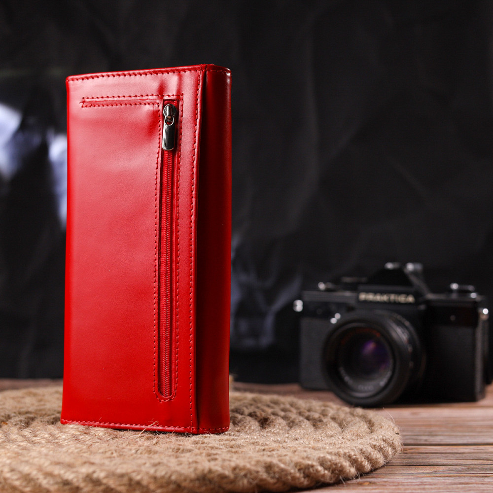 Женский яркий кошелек из натуральной гладкой кожи CANPELLINI 21626 Красный Киев - изображение 2