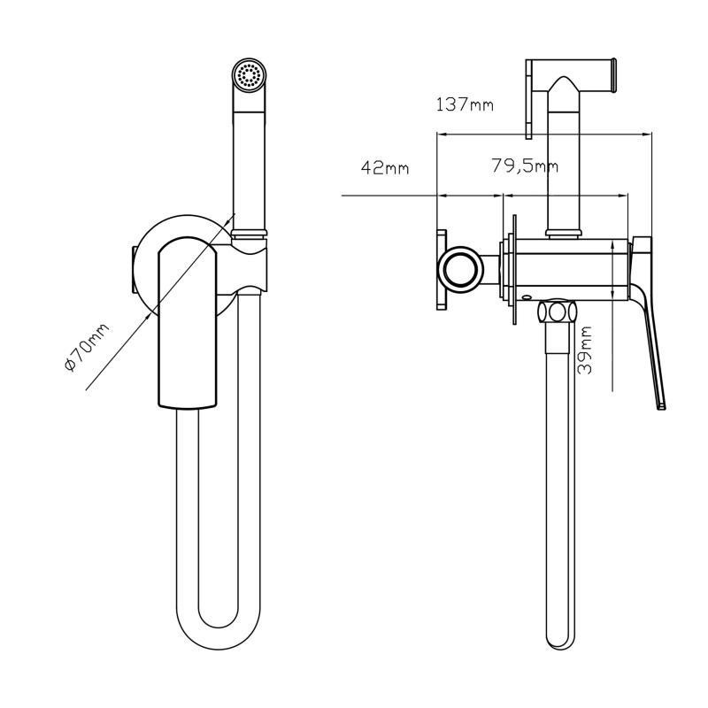 Гигиенический набор скрытого монтажа Qtap Slavonice QTSLA262GMB45916 Gunmetal Black PVD графит Киев - изображение 2