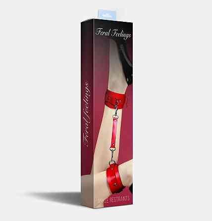 Поножі Feral Feelings – Ankle Restraints, натуральна шкіра, red Sex Aura Київ