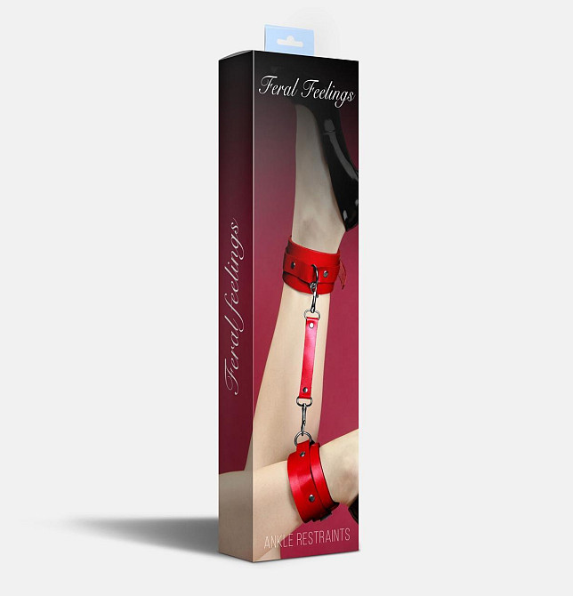 Поножі Feral Feelings – Ankle Restraints, натуральна шкіра, red Sex Aura Київ - фото 2