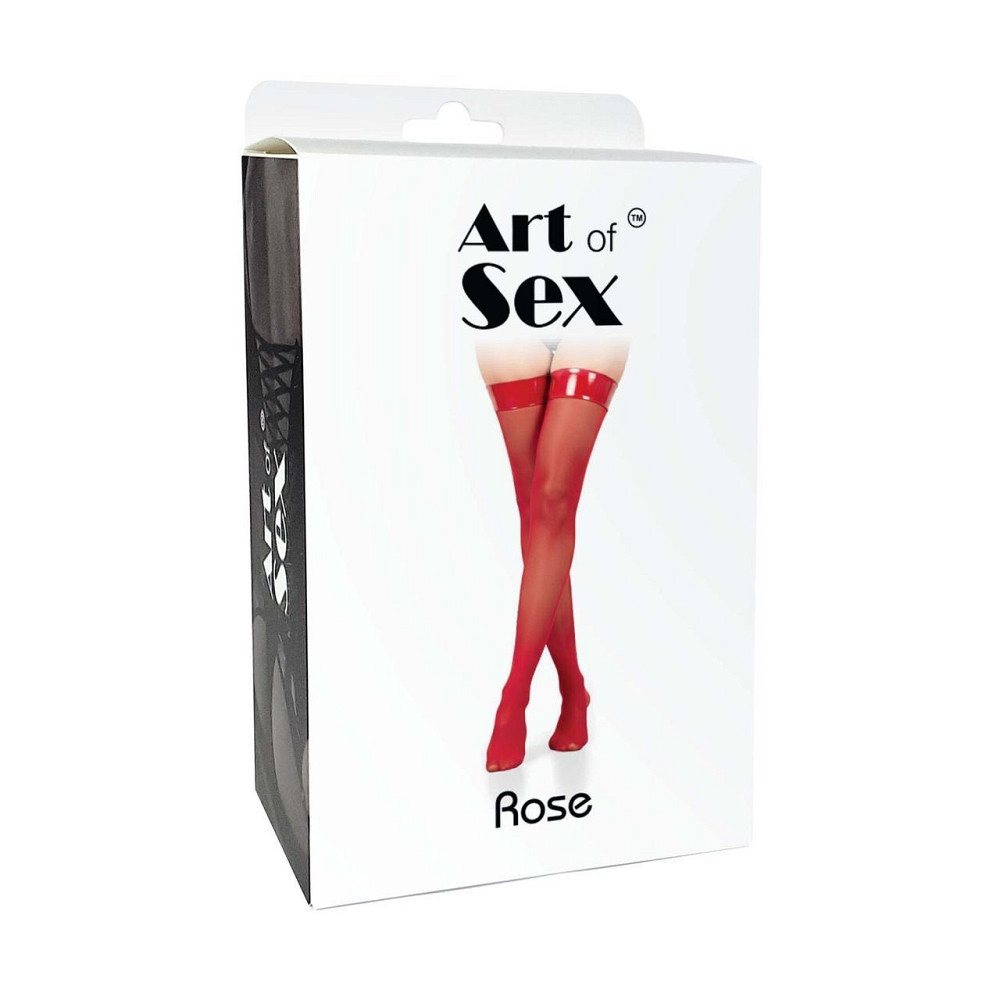 Панчохи в дрібну сітку з коронкою Art of Sex - Rose, колір чорний з ефектом мокрого оксамиту, S Sex Aura Київ - фото 3