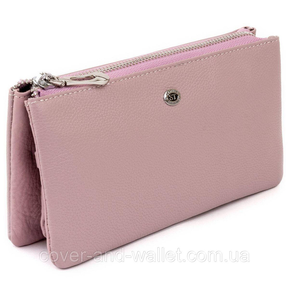 Гарний пудровий жіночий гаманець-клатч із натуральної шкіри ST Leather 008 Київ - фото 1