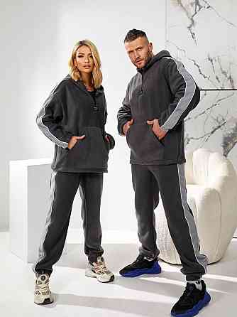 Женский повседневный флисовый костюм, двусторонний флис полар Графит, 48/52 Одесса