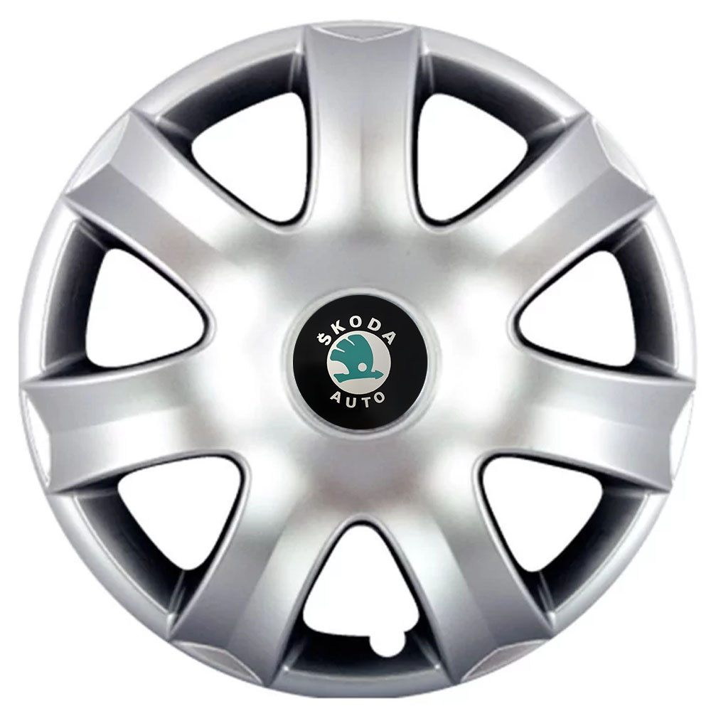 Автомобільні модельні ковпаки R14 Skoda (зелена) 223 4шт, SJS, сріблясті Київ - фото 1
