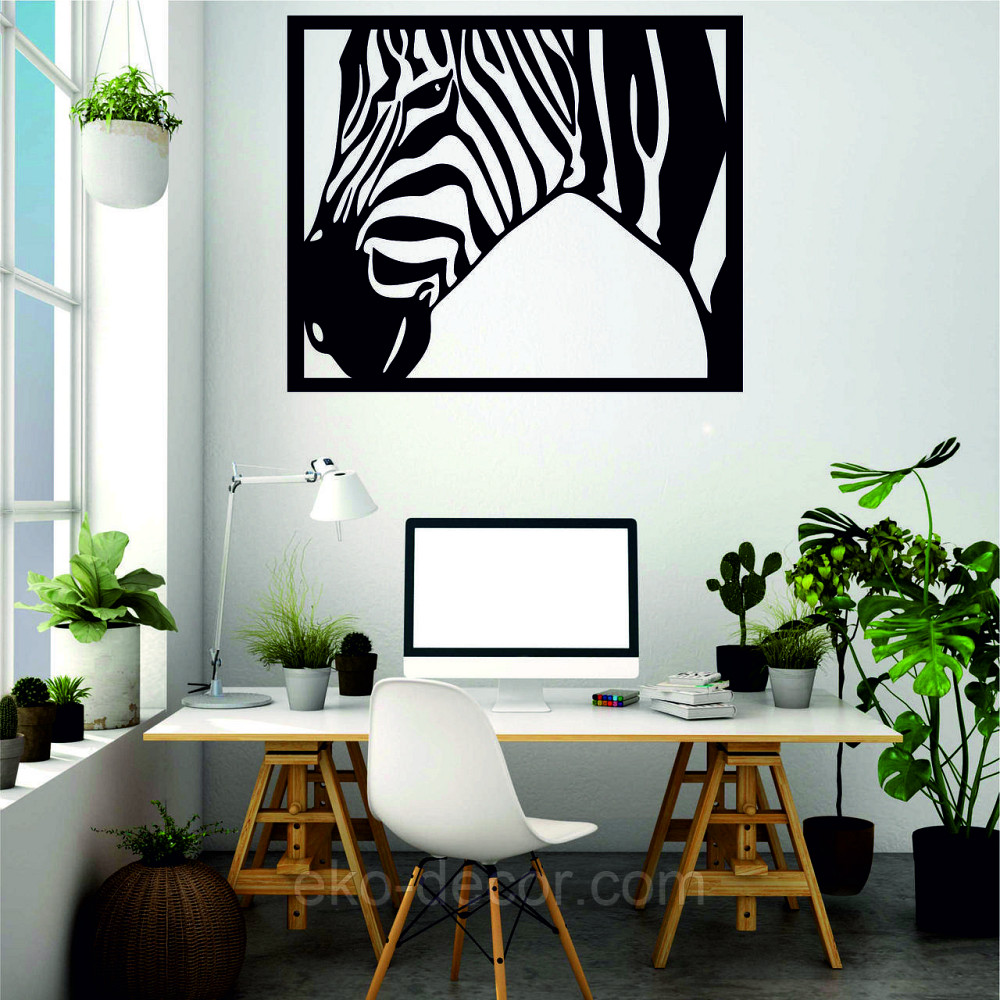 Декоративное настенное Панно «Зебра» Декор на стену 110*90 см, Черный Киев - изображение 3