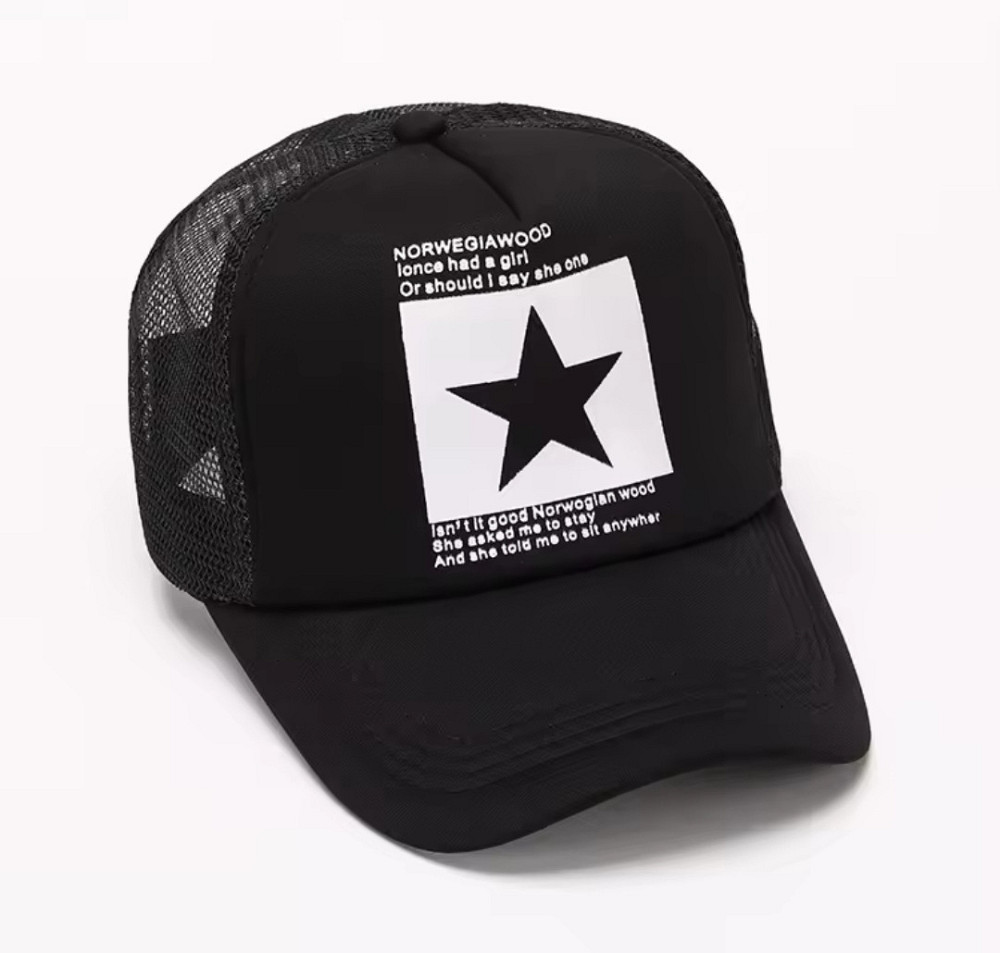 Летняя бейсболка в сеточку с принтом звезда для мужчин и женщин 54-60 черный с белым Киев - изображение 7