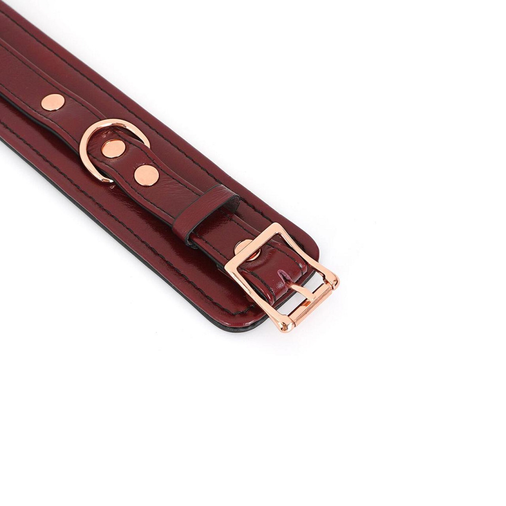 Шкіряні наручники Liebe Seele Wine Red Wrist Cuffs, знімний ланцюжок-кріплення Sex Aura Київ - фото 7