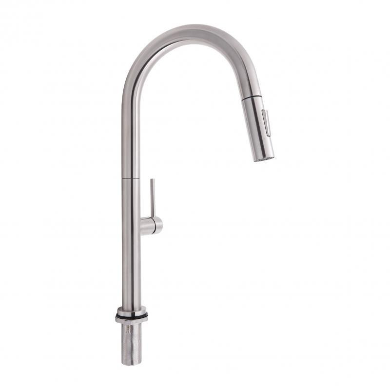 Смеситель для кухни Qtap Lenicka с выдвижным изливом, нержавейка QTLEN9138103UN Brushed Nickel PVD Харьков - изображение 1