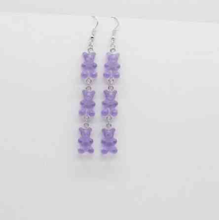 Сережки у вигляді ведмедиків, бузкові - довжина 8см, смола Київ