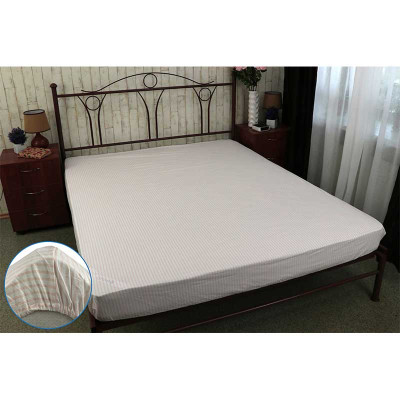 Простынь Руно бязь на резинке Бежевая полоска 90х200 см (503.114У_бежева смужка) Винница - изображение 1