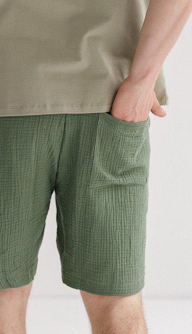 Мужские шорты муслиновые Зелёный M Харьков - изображение 5