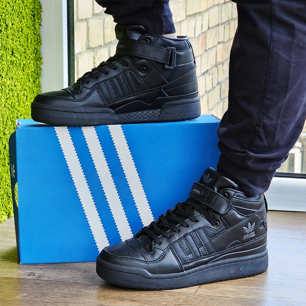 Високі Чорні Кросівки Adidas Forum Шкіряні Чоловічі Черевики Адідас Форум (розміри: 41,42,43,44,45,46) Дніпро - фото 1