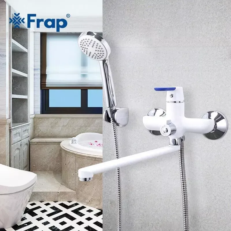 Смеситель для ванны с душевым гарнитуром Frap F2234 белый/хром Киев - изображение 3