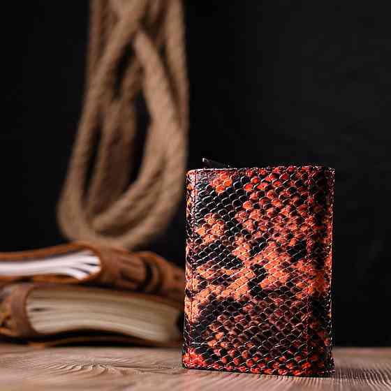 Візитниця з натуральної фактурної шкіри під змію KARYA 20982 Різнокольоровий Київ