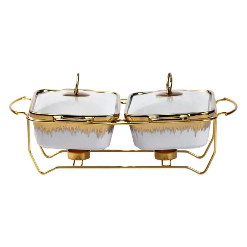 порцелянаовий марміт на 2 секції по 1 л золото HP1042 Коломыя - изображение 1