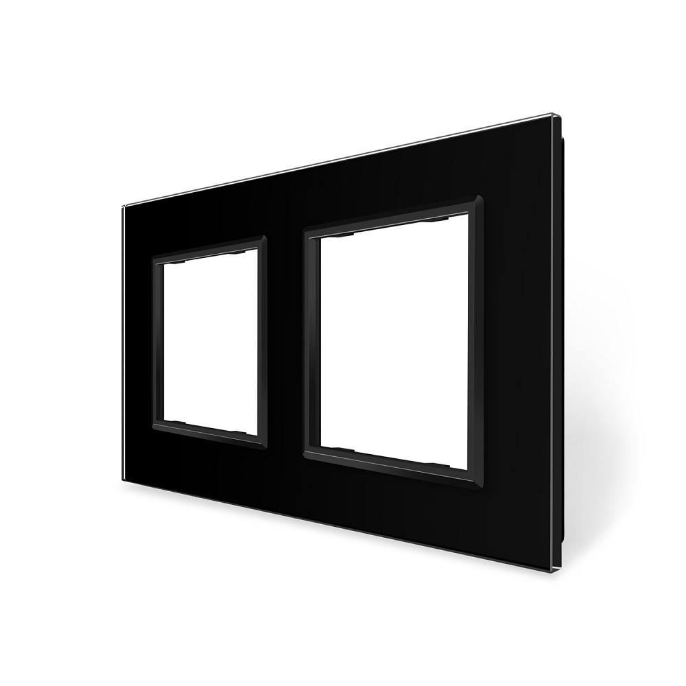 LIVOLO Рамка 2-постова LIVOLO, загартоване скло, чорна матова, 151×80 мм (VL-P7E/E-4BS06) Коломыя - изображение 1
