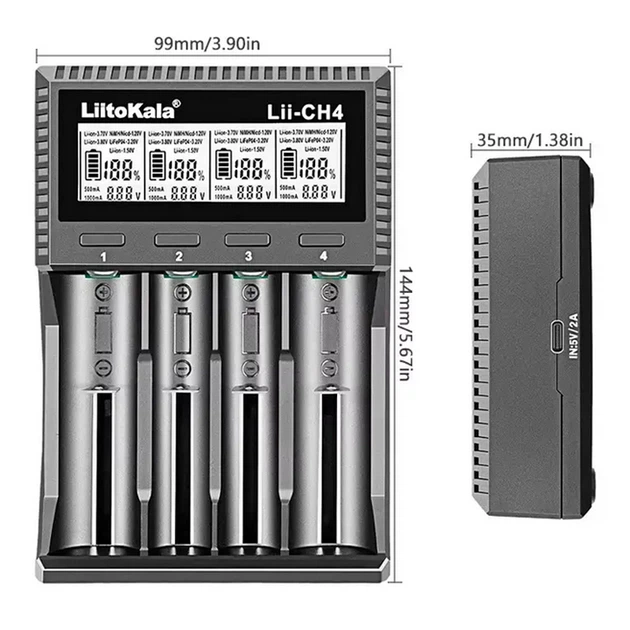 Зарядное устройство LiitoKala Lii-CH4 LCD Type-C (Li-ion IMR LiFe NiMH) (на 4 аккумулятора) Киев - изображение 4