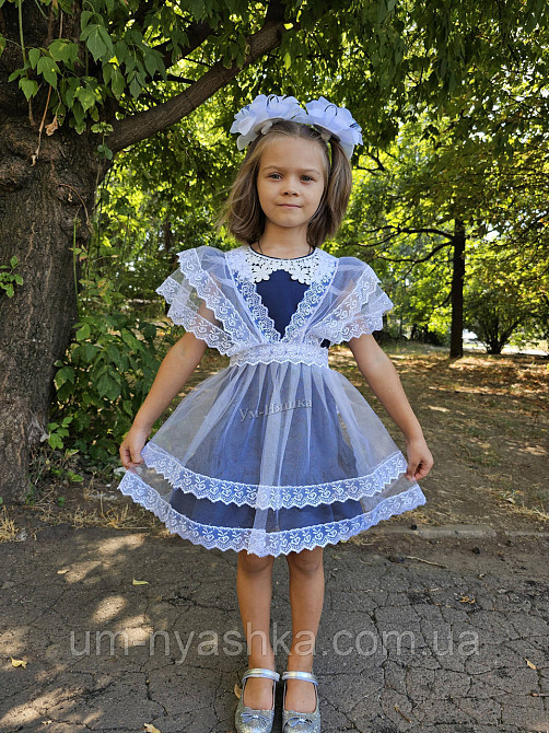 Комплект першокласниці з фартухом сарафан трапеція з комірцем 116-146 Кривий Ріг - фото 1