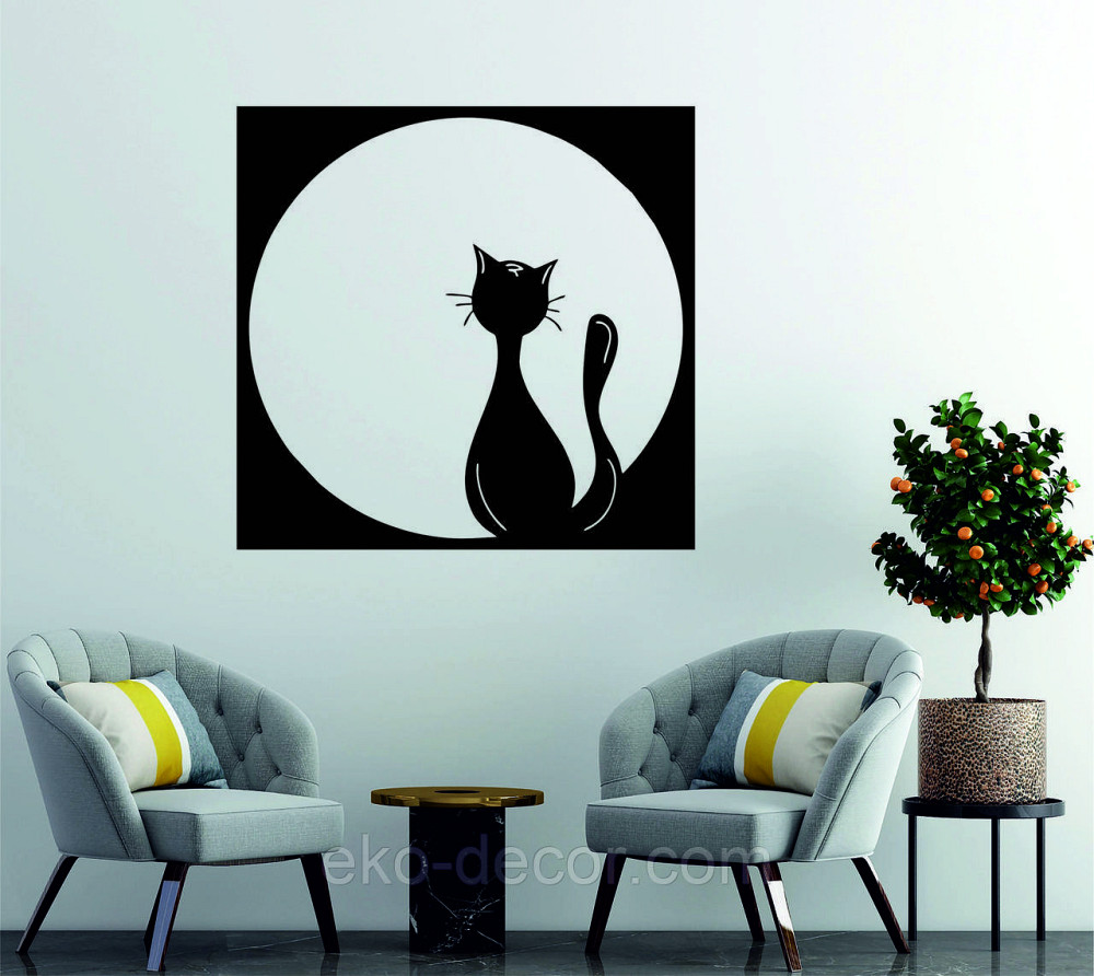 Декоративне настінне 3D Панно «Кіт» Декор на стіну з об'ємом Київ - фото 3