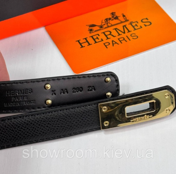 Черный женский ремень из натуральной кожи Hermes (280-1) Киев