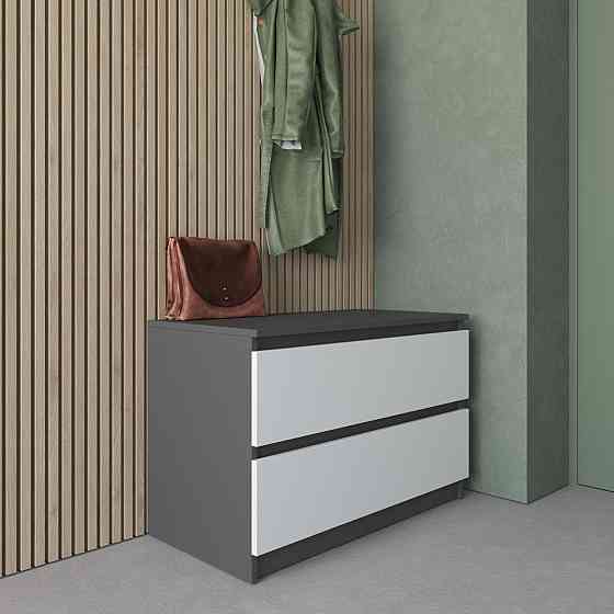Комод VAYS R-19 Антрацит-Білий фасад, 2 шухляди без ручок, ЛДСП, 80×40×53 см - для передпокою, спальні, вітальні Львів