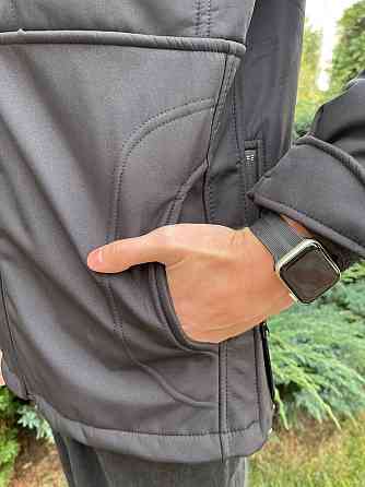Водонепроницаемая мужская куртка из материала Soft Shell (Черная) 2XL Киев
