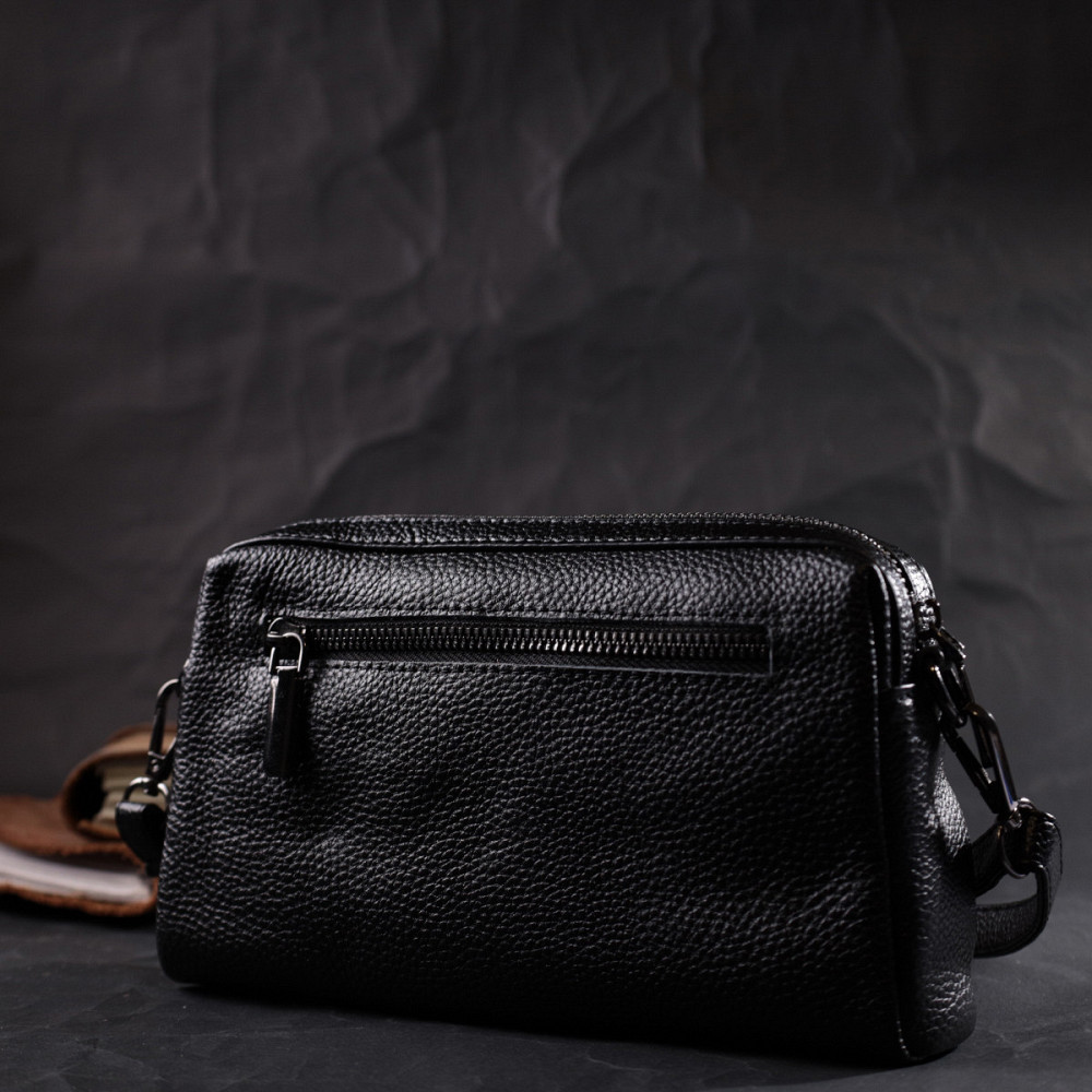 Жіноча сумка-клатч із м'якої натуральної шкіри Vintage 22375 Чорна Київ - фото 10