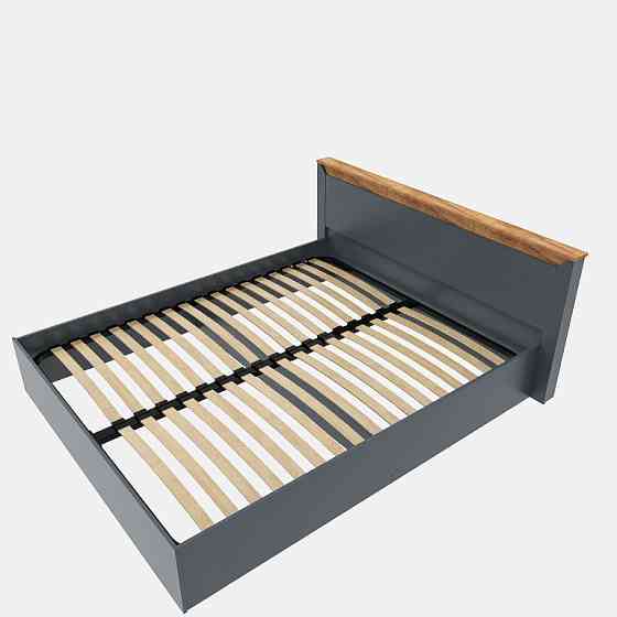 Кровать двуспальная Эверест Нордик-1400 (ламельный каркас) 140х200 см Графит + Дуб крафт золотой (DTM-5550) Львов