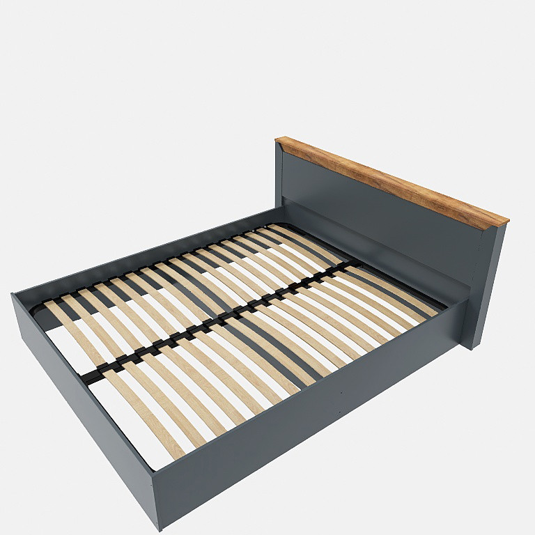 Кровать двуспальная Эверест Нордик-1400 (ламельный каркас) 140х200 см Графит + Дуб крафт золотой (DTM-5550) Львов - изображение 2