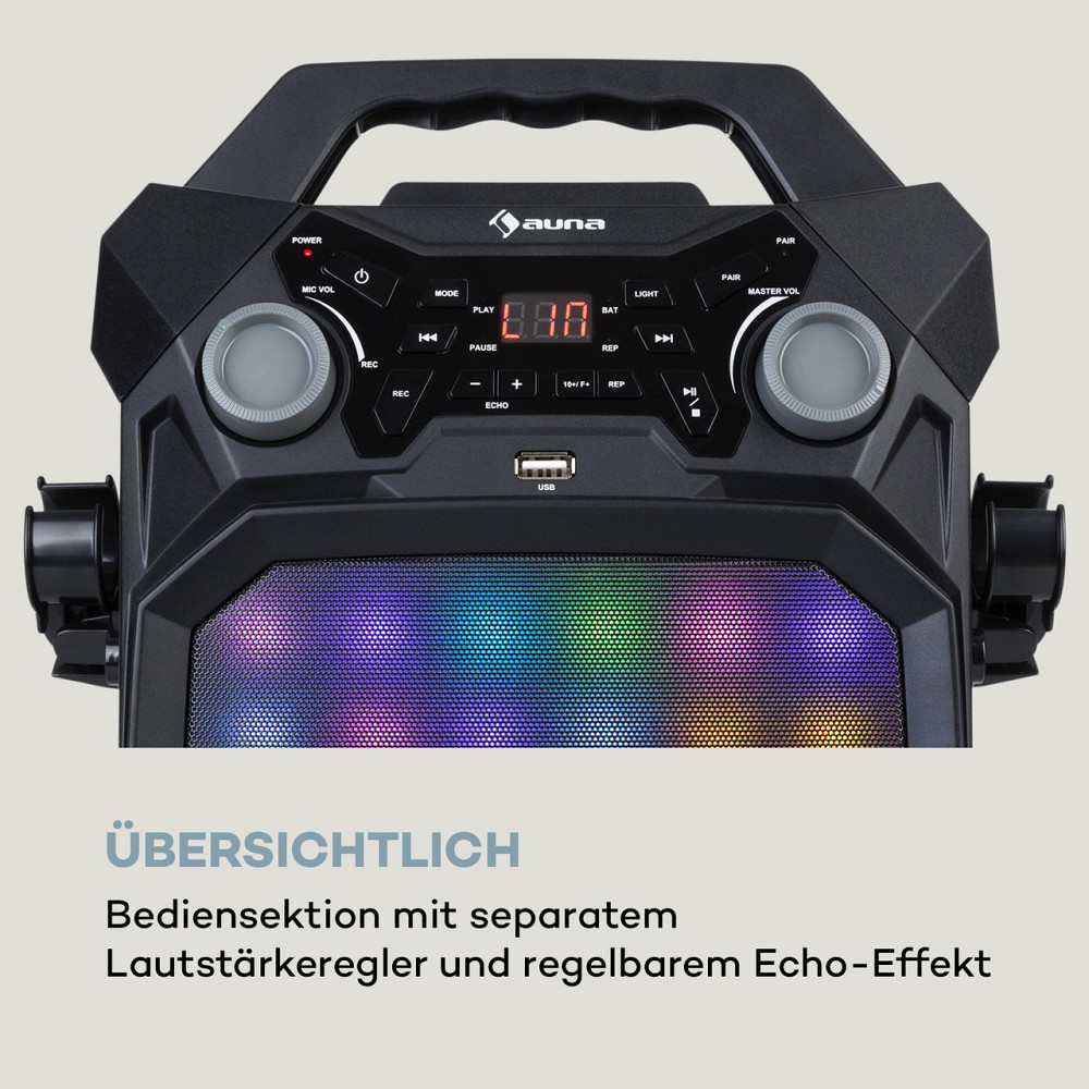 Караоке-система Rockstar LightShow BT USB Line-In/Out 2 x 6,3 мм, черный (Германия, читать описание) Ровно - изображение 5