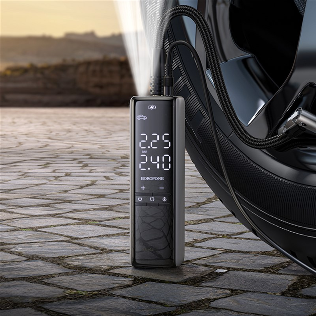 Компрессор автомобильный ведущий Borofone FC1 (Черно-серый) Винница - изображение 8