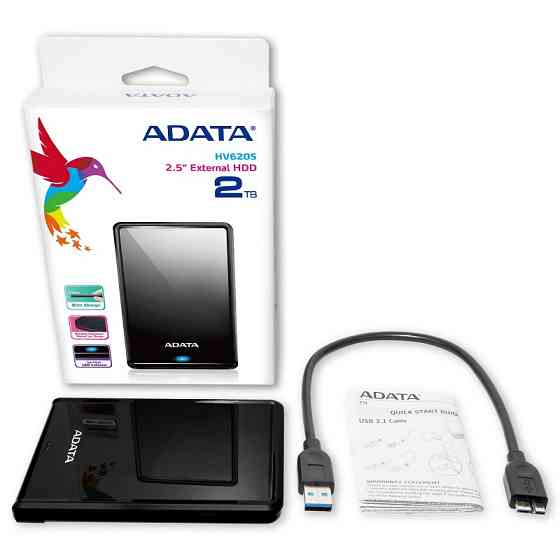 Зовнішній жорсткий диск PHD External 2.5'' ADATA USB 3.2 Gen. 1 DashDrive Classic HV620S 1TB Slim Black Київ