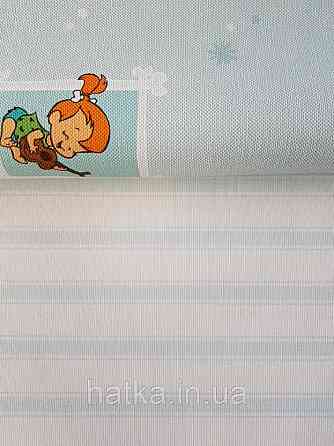 Шпалери вінілові на флізеліні AdaWall Ada Kids метрові дитячі смуги широкі вузькі блакитні білі Київ