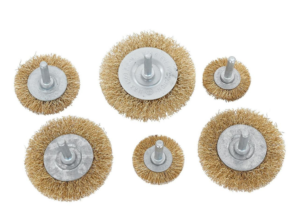 Дриля Щітки дротяні "GEKO" радіальні з латунних дротиків (набір 6 шт.) Київ - фото 1