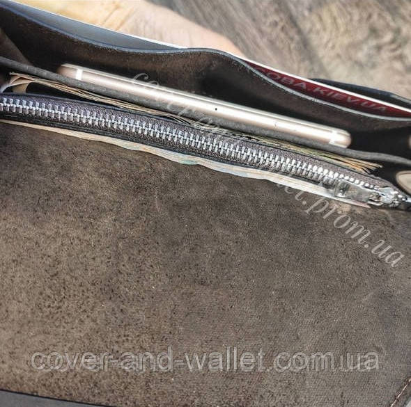 Фірмовий великий шкіряний гаманець на магнітах коричневого кольору Grande Pellе Festa 513120 Київ - фото 5
