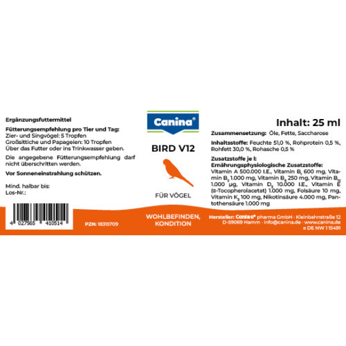 Витаминный комплекс Canina Bird V12 для птиц мультивитамин 25 мл Киев - изображение 3
