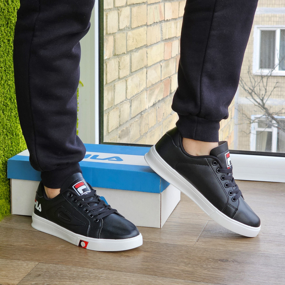 Чоловічі Кросівки FILA Чорні Білі Кеди Філа Шкіряні (розміри: 40,41,42,43,44) Відео Огляд Дніпро - фото 10