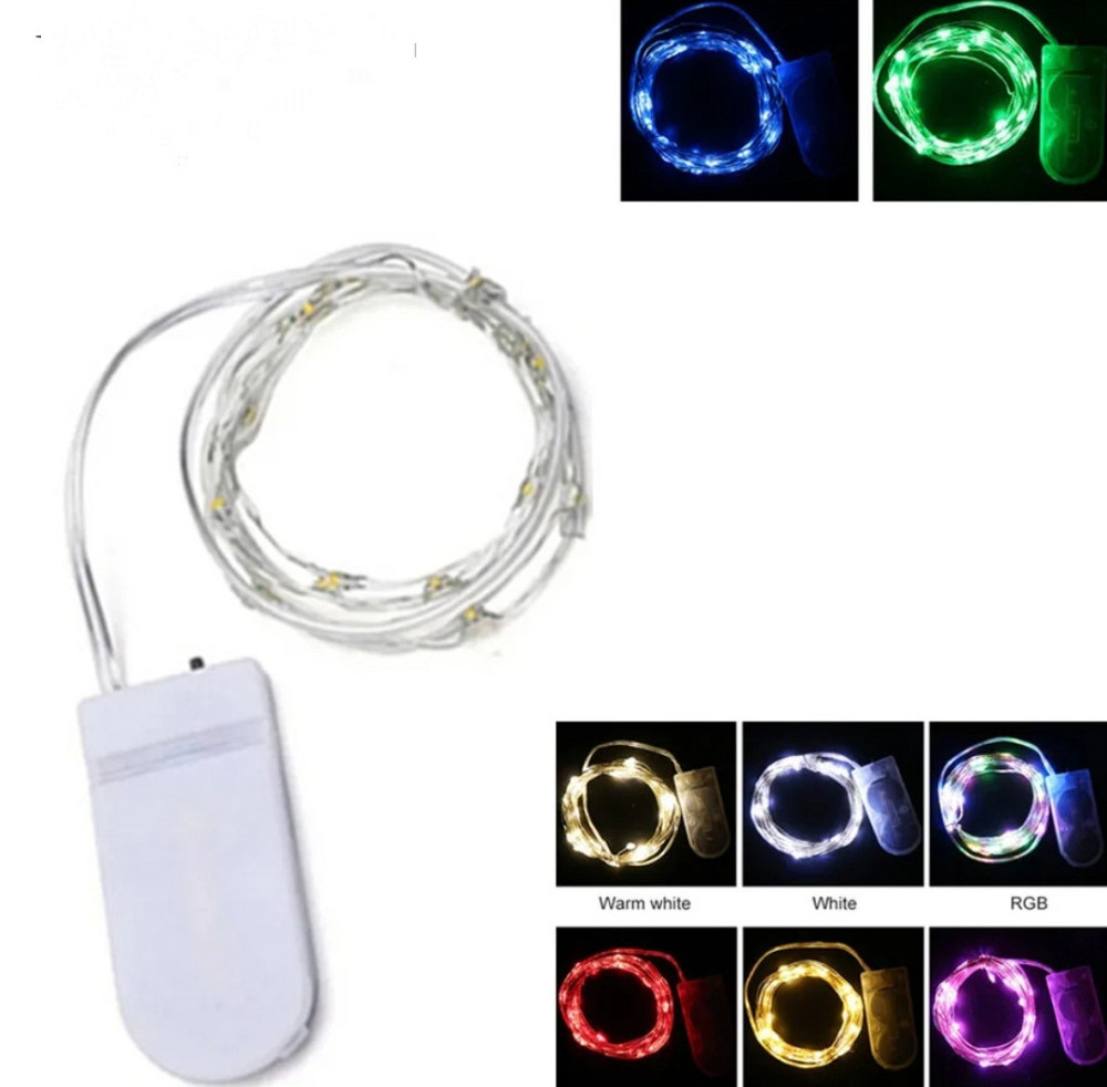 Новогодняя светодиодная гирлянда нить Роса 50 LED 5 метров холодный белый на батарейках 2*CR2032 Киев - изображение 1