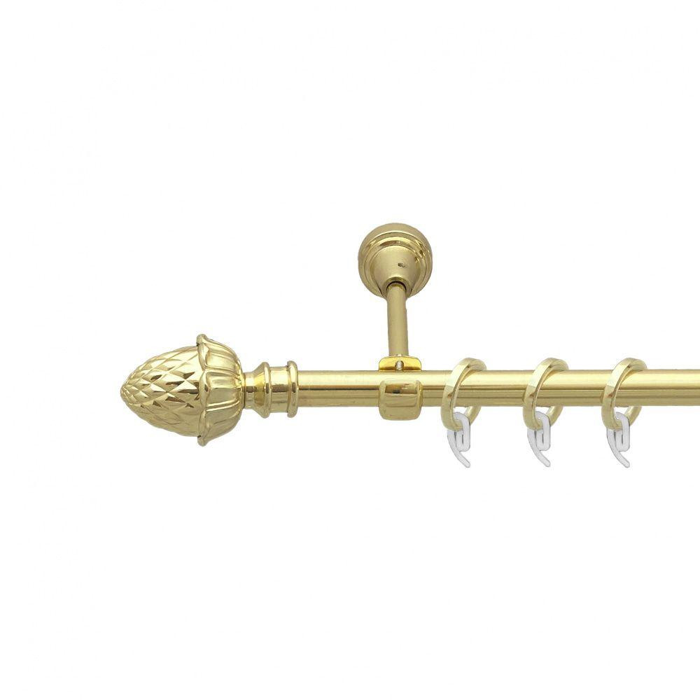 Карниз Orvit Цинара металевий однорядний відкритий гладка труба кільце фасонне металеве  Золото 16 мм 300 см Львов - изображение 1