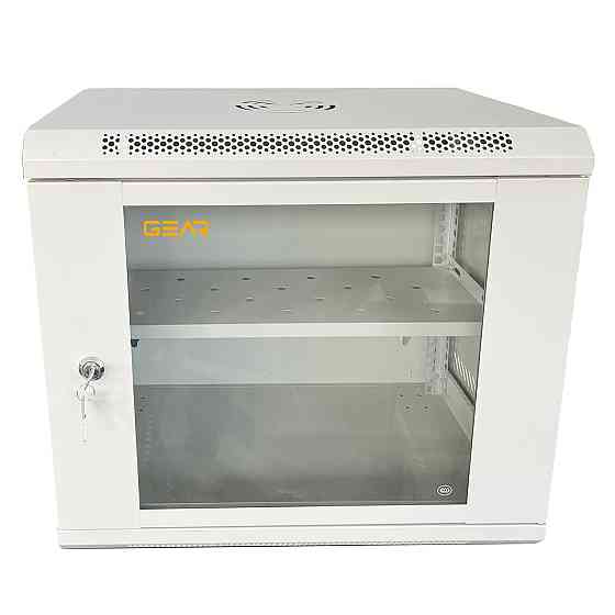 Шкаф серверный настенный с полкой GEAR 9U 19'' 530x400x450 мм., Серый (GWMSN-9U-530-400G) Киев